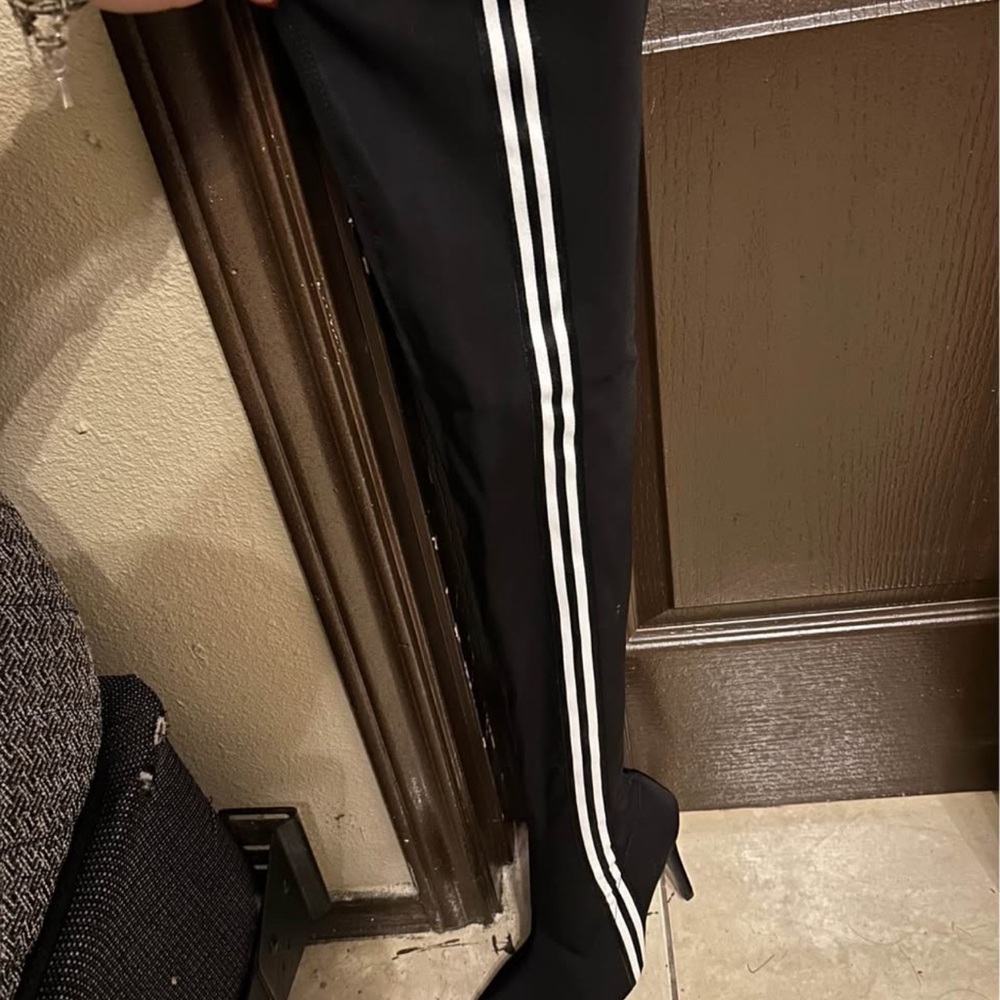 Black Leggings with White Double Side Stripes